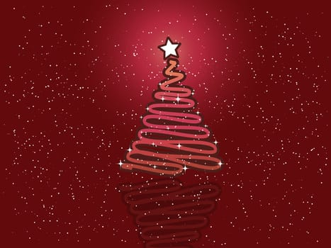 Scribble Christmas tree on a snowy background