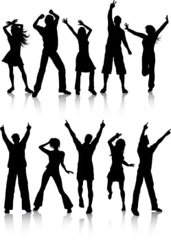 Silhouettes of people dancing