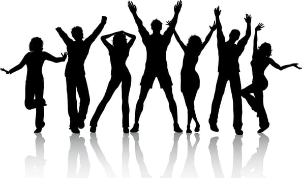 Silhouettes of people dancing