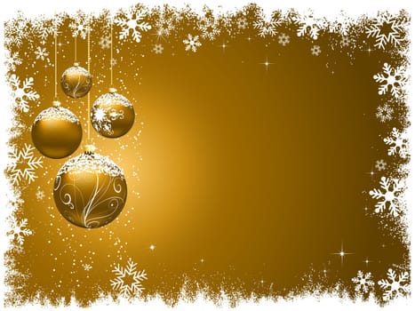 Decorative Christmas background with snowy baubles