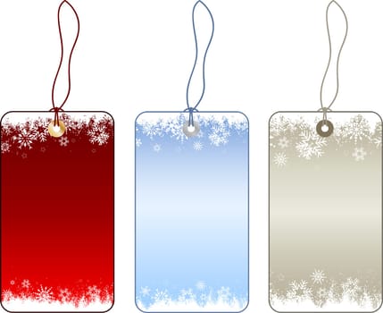 Christmas labels with snowy designs