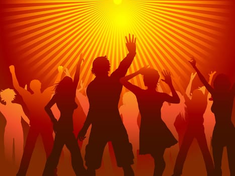 Silhouettes of people dancing