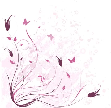 Floral design on grunge background