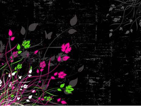 Floral design on grunge background