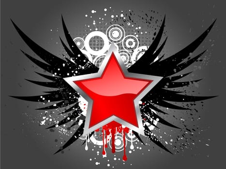 Glossy star on grunge background
