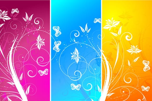 Decorative floral panels in bright summer colours