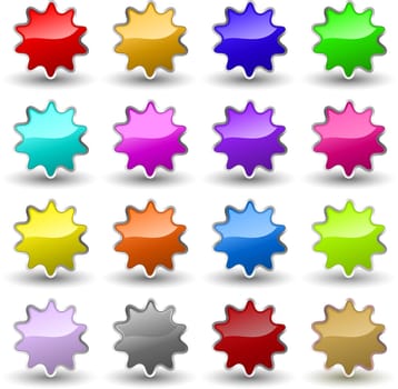 Different coloured glossy star icons