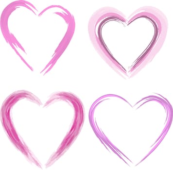 Hearts in a watercolour style