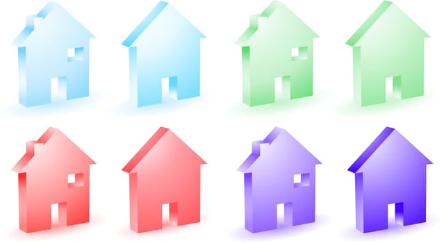 Different coloured house icons