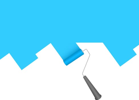 Paint roller painting blue