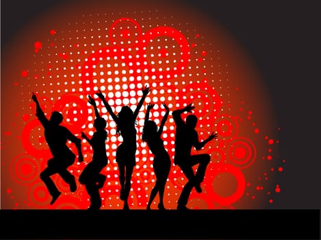 Silhouettes of people dancing
