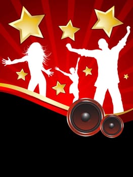 Party background with silhouettes of people dancing