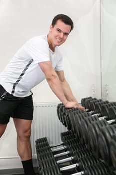 gym man with dumbbell