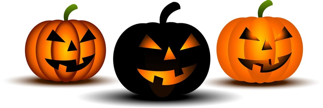 Three scary pumpkins