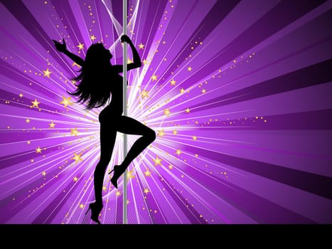 Silhouette of a sexy female pole dancing