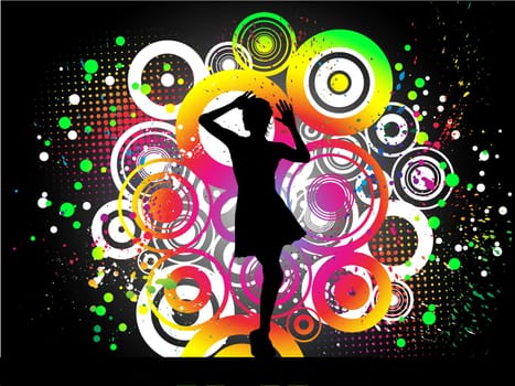 Silhouette of a sexy female on a grunge background