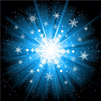 Christmas background of snowflakes and stars