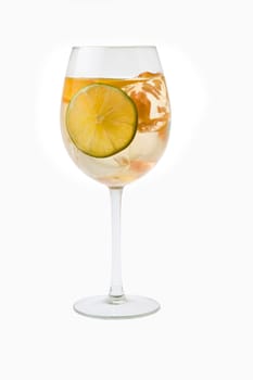 White Sangria in stemware on a white background