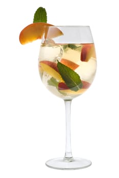 White Sangria in stemware on a white background