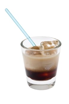 White Russian mixed drink on white background