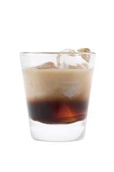 White Russian mixed drink on white background