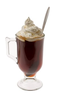 Irish Coffee mixed drink on white background