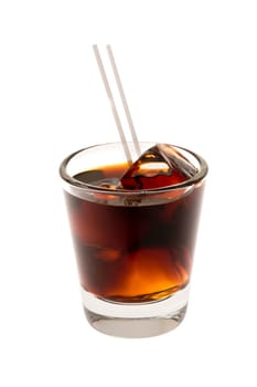 Black Russian mixed drink on a white background