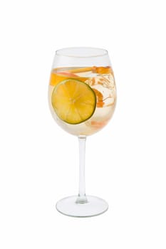 White Sangria in stemware on a white background