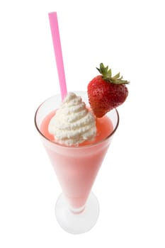 Strawberry Daquiri with garnish on white backgroud