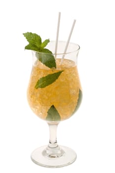 Mint Julep mixed drink on white background