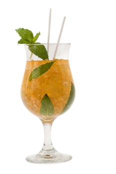 Mint Julep mixed drink on white background