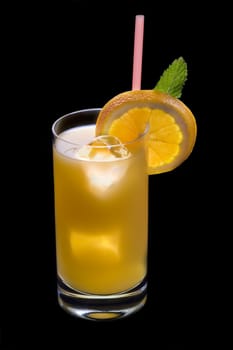 Screwdriver cocktail on a black background