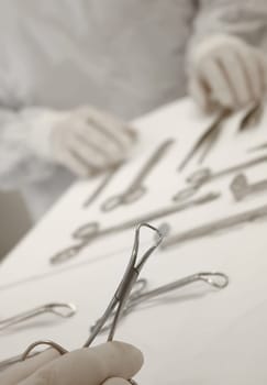 Doctor with surgical scissors