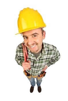 handyman smile and hold wrench
