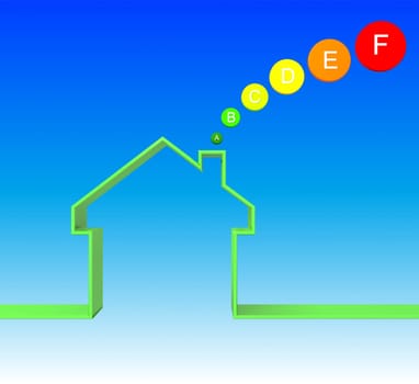 energetic house class image 3d on blue background