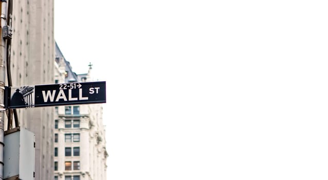 Wall Street sign in Manhattan New York