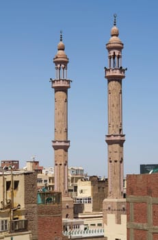 Mosque towers in Aswan in Egypt