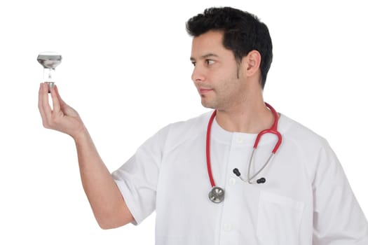 Young doctor with a bulb in the hand