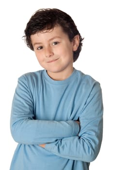 Funny child with blue shirt