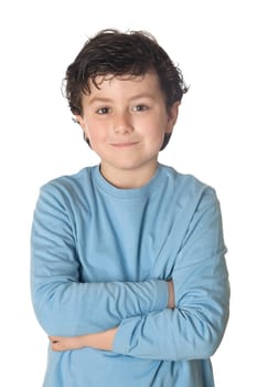 Funny child with blue shirt