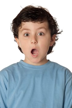 Funny child with blue shirt
