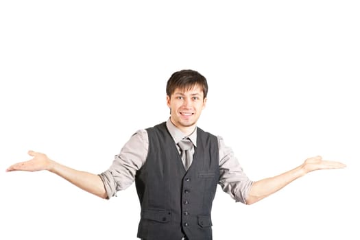 Young Businessman Talking on Phone. Isolated