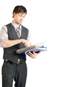 Young Businessman Talking on Phone. Isolated