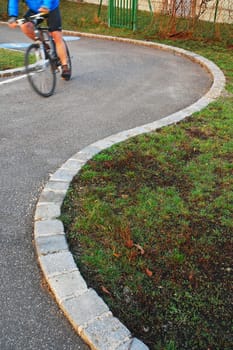 Cyclist on bike path