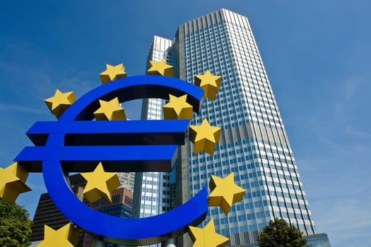 European Central Bank with Euro Sign