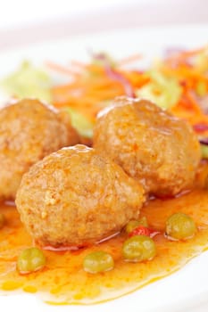 Meatballs with salad