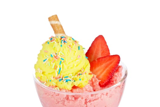 Delicious strawberry and vanilla ice cream