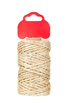 Roll of hemp rope with red tag