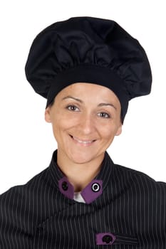 Pretty cook woman with black uniform