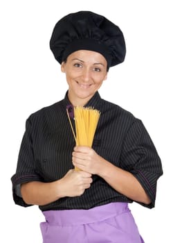 Pretty cook woman with spaguettis